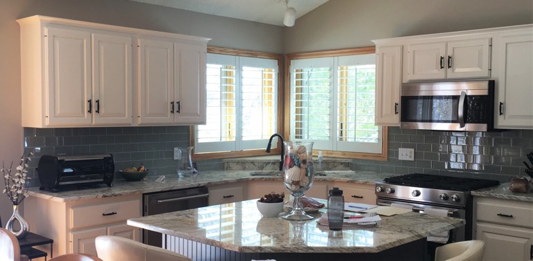 Houston kitchen with shutters and appliances
